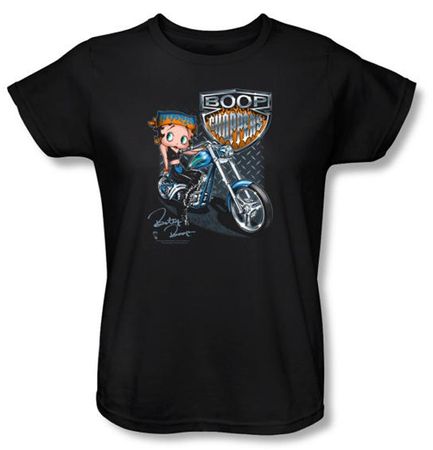 Betty Boop Ladies T-shirt Boop Choppers Black Tee Shirt