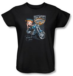 Betty Boop Ladies T-shirt Boop Choppers Black Tee Shirt