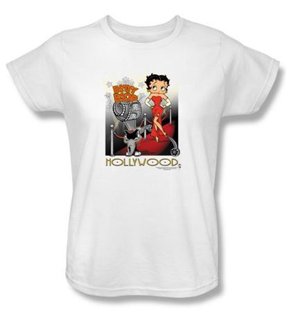 Betty Boop Ladies T-shirt Hollywood White Tee Shirt