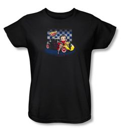 Betty Boop Ladies T-shirt Hot Rod Boop Black Tee Shirt