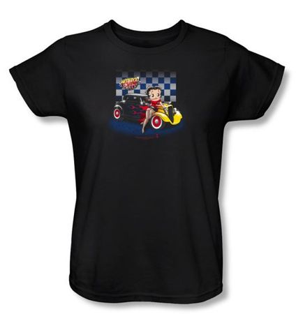 Betty Boop Ladies T-shirt Hot Rod Boop Black Tee Shirt