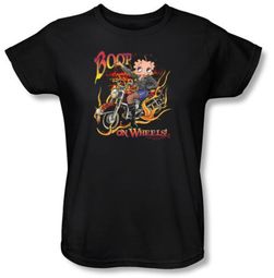 Betty Boop Ladies T-shirt On Wheels Black Tee Shirt