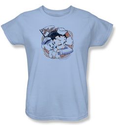 Betty Boop Ladies T-shirt S.s. Vintage Light Blue Tee Shirt