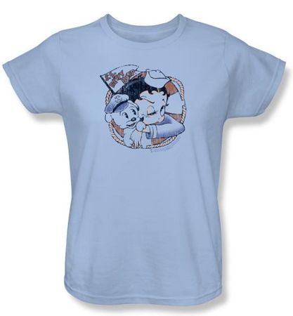 Betty Boop Ladies T-shirt S.s. Vintage Light Blue Tee Shirt