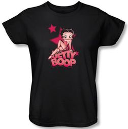 Betty Boop Ladies T-shirt Sexy Star Black Tee Shirt