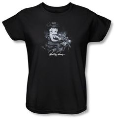 Betty Boop Ladies T-shirt Storm Rider Black Tee Shirt