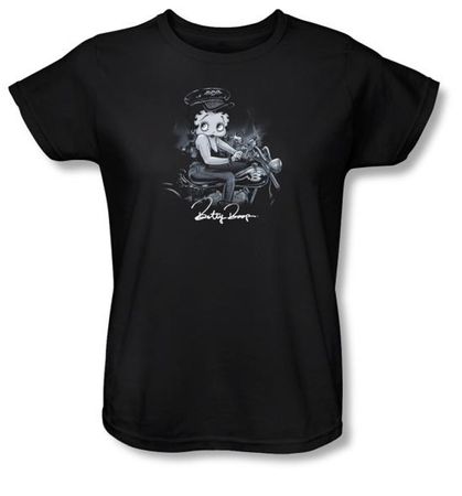 Betty Boop Ladies T-shirt Storm Rider Black Tee Shirt