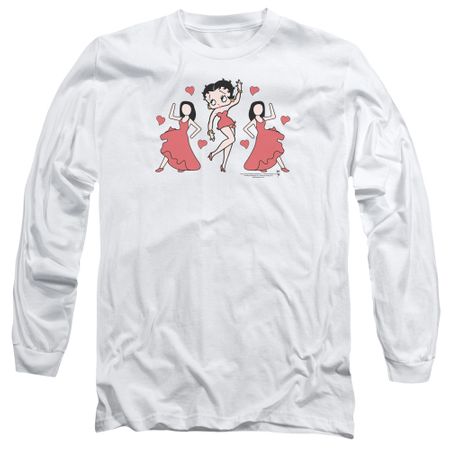 Betty Boop Long Sleeve Shirt BB Dance White Tee T-Shirt
