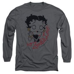 Betty Boop Long Sleeve Shirt Classic Zombie Charcoal Tee T-Shirt Betty Boop Long Sleeve Shirt Classic Zombie Charcoal Tee T-Shirt