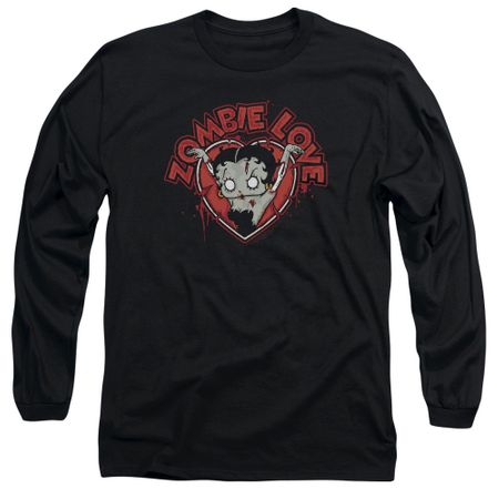 Betty Boop Long Sleeve Shirt Heart You Forever Black Tee T-Shirt