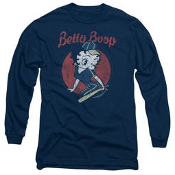Betty Boop Long Sleeve Shirt Team Boop Navy Blue Tee T-Shirt Betty Boop Long Sleeve Shirt Team Boop Navy Blue Tee T-Shirt