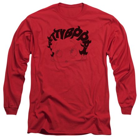 Betty Boop Long Sleeve Shirt Word Hair Red Tee T-Shirt
