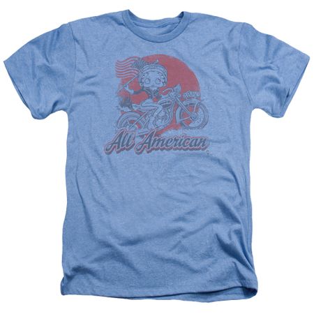 Betty Boop Shirt All American Biker Heather Light Blue T-Shirt