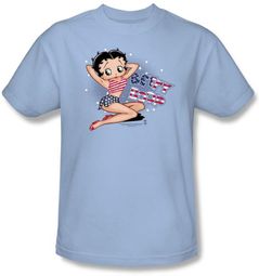 Betty Boop Shirt All American Girl Adult Light Blue T-shirt Betty Boop Shirt All American Girl Adult Light Blue T-shirt