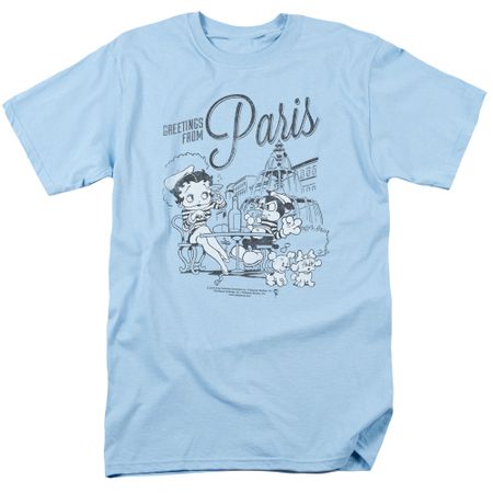 Betty Boop Shirt Greetings From Paris Light Blue Tee T-Shirt