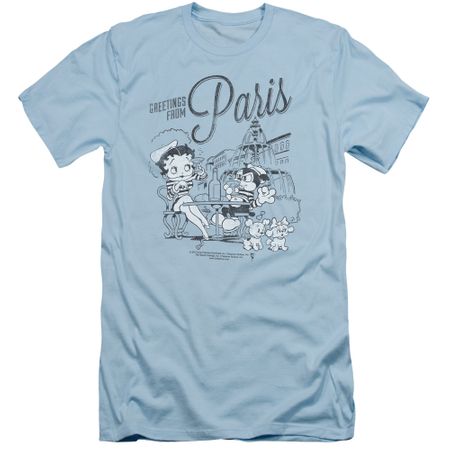 Betty Boop Slim Fit Shirt Greetings From Paris Light Blue T-Shirt