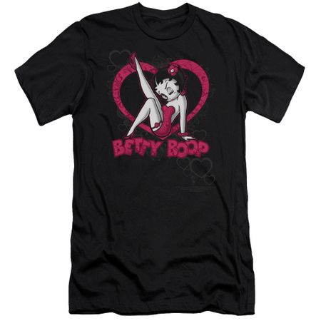 Betty Boop Slim Fit Shirt Scrolling Hearts Black T-Shirt