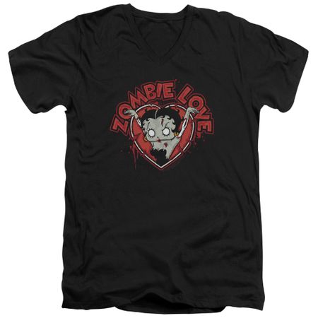 Betty Boop Slim Fit V-Neck Shirt Heart You Forever Black T-Shirt
