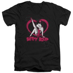 Betty Boop Slim Fit V-Neck Shirt Scrolling Hearts Black T-Shirt Betty Boop Slim Fit V-Neck Shirt Scrolling Hearts Black T-Shirt