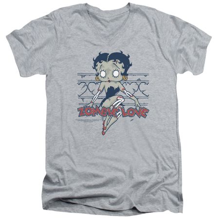 Betty Boop Slim Fit V-Neck Shirt Zombie Pinup Athletic Heather T-Shirt
