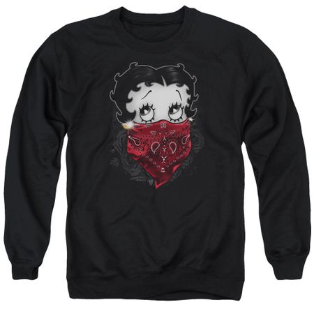 Betty Boop Sweatshirt Bandana & Roses Adult Black Sweat Shirt