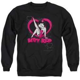 Betty Boop Sweatshirt Scrolling Hearts Adult Black Sweat Shirt Betty Boop Sweatshirt Scrolling Hearts Adult Black Sweat Shirt