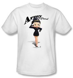 Betty Boop T-shirt Army Boop Adult White Tee Betty Boop T-shirt Army Boop Adult White Tee