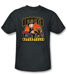 Betty Boop T-shirt Betty's Motorcycles Adult Charcoal Tee Betty Boop T-shirt Betty's Motorcycles Adult Charcoal Tee