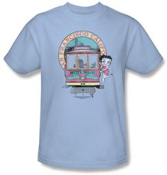 Betty Boop T-shirt Betty's Trolley Adult Light Blue Tee Betty Boop T-shirt Betty's Trolley Adult Light Blue Tee
