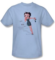 Betty Boop T-shirt Blah Blah Blah Adult Light Blue Tee Betty Boop T-shirt Blah Blah Blah Adult Light Blue Tee