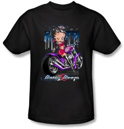 Betty Boop T-shirt City Chopper Adult Black Tee Betty Boop T-shirt City Chopper Adult Black Tee