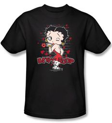 Betty Boop T-shirt Classic Kiss Adult Black Tee Shirt Betty Boop T-shirt Classic Kiss Adult Black Tee Shirt