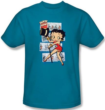 Betty Boop T-shirt Comic Strip Adult Turquoise Tee Shirt