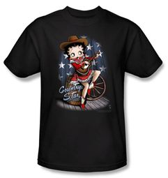 Betty Boop T-shirt Country Star Adult Black Tee Betty Boop T-shirt Country Star Adult Black Tee