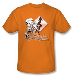 Betty Boop T-shirt Dangerous Curves Adult Orange Tee Betty Boop T-shirt Dangerous Curves Adult Orange Tee