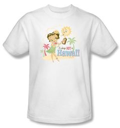 Betty Boop T-shirt Hot In Hawaii Adult White Tee Betty Boop T-shirt Hot In Hawaii Adult White Tee