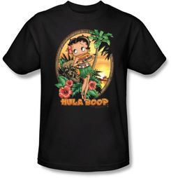 Betty Boop T-shirt Hula Boop Adult Black Tee Betty Boop T-shirt Hula Boop Adult Black Tee