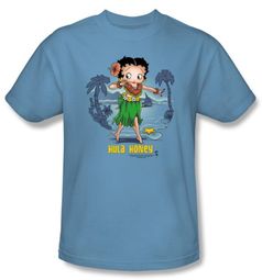 Betty Boop T-shirt Hula Honey Adult Carolina Blue Tee Betty Boop T-shirt Hula Honey Adult Carolina Blue Tee