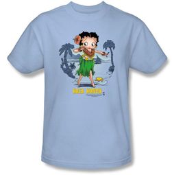 Betty Boop T-shirt Hula Honey Adult Light Blue Tee Betty Boop T-shirt Hula Honey Adult Light Blue Tee