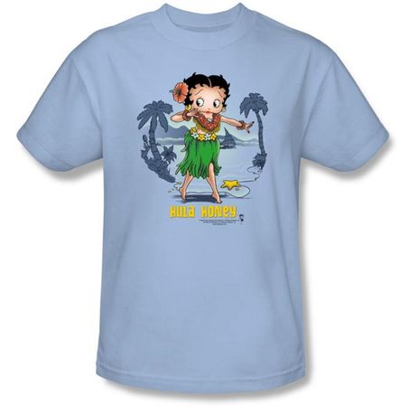 Betty Boop T-shirt Hula Honey Adult Light Blue Tee