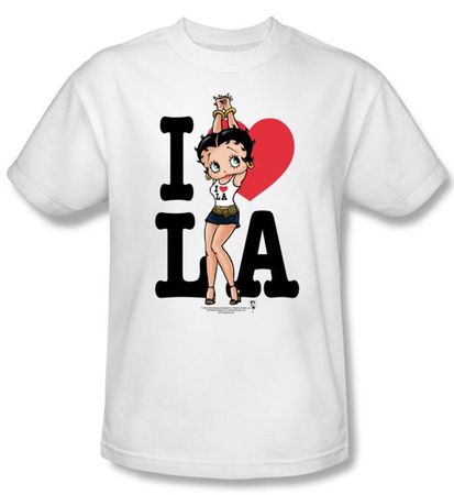Betty Boop T-shirt I Heart LA Adult White Tee Shirt