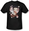 Betty Boop T-shirt Kiss Adult Black Tee