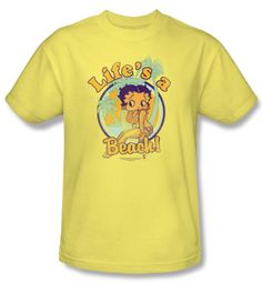 Betty Boop T-shirt Life's A Beach Adult Banana Tee Shirt Betty Boop T-shirt Life's A Beach Adult Banana Tee Shirt