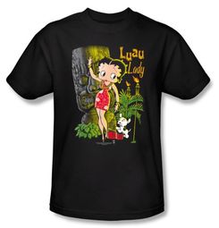 Betty Boop T-shirt Luau Lady Adult Black Tee Betty Boop T-shirt Luau Lady Adult Black Tee