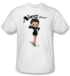 Betty Boop T-shirt Navy Boop Adult White Tee Betty Boop T-shirt Navy Boop Adult White Tee