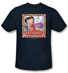 Betty Boop T-shirt On Broadway Adult Navy Blue Tee Betty Boop T-shirt On Broadway Adult Navy Blue Tee