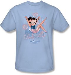 Betty Boop T-shirt Pink Champagne Adult Light Blue Tee Betty Boop T-shirt Pink Champagne Adult Light Blue Tee
