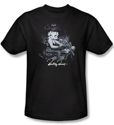 Betty Boop T-shirt Storm Rider Adult Black Tee Betty Boop T-shirt Storm Rider Adult Black Tee