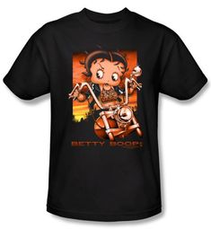 Betty Boop T-shirt Sunset Rider Adult Black Tee Betty Boop T-shirt Sunset Rider Adult Black Tee