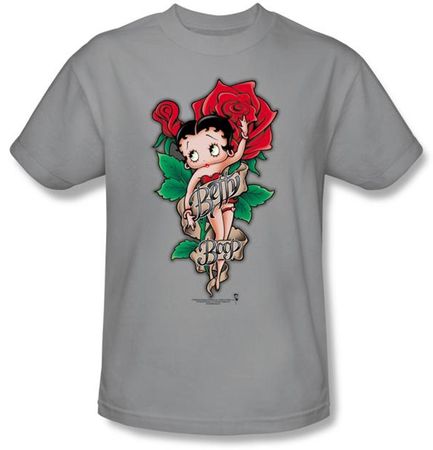 Betty Boop T-shirt Tattoo Adult Silver Tee